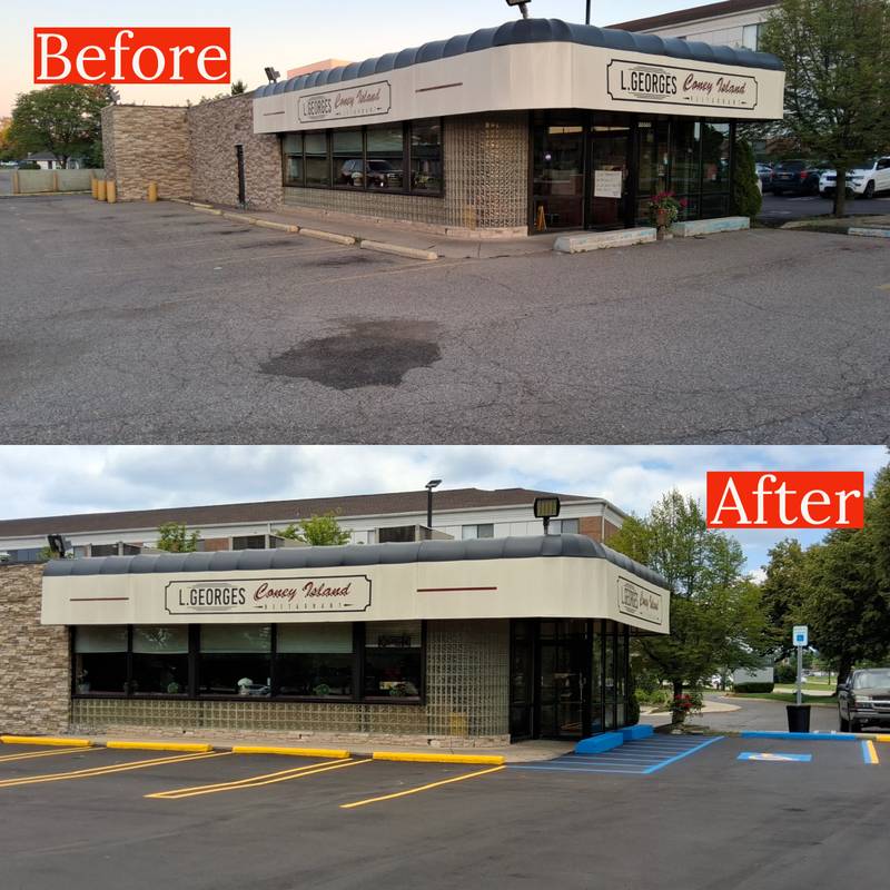 L. Georges Coney Island parking lot striping in Metro Detroit